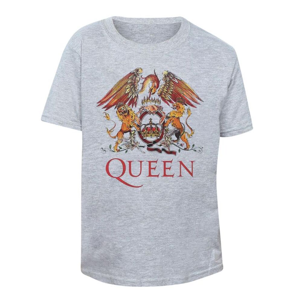Queen Childrens/Kids Classic Crest T-Shirt / Heather Grey